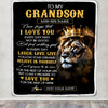 Personalized To My Grandson Gifts Blanket From Grandpa Grandma Laugh Love Live Lion Grandson Happy Birthday Gifts Graduation Christmas Custom Fleece Blanket | siriusteestore