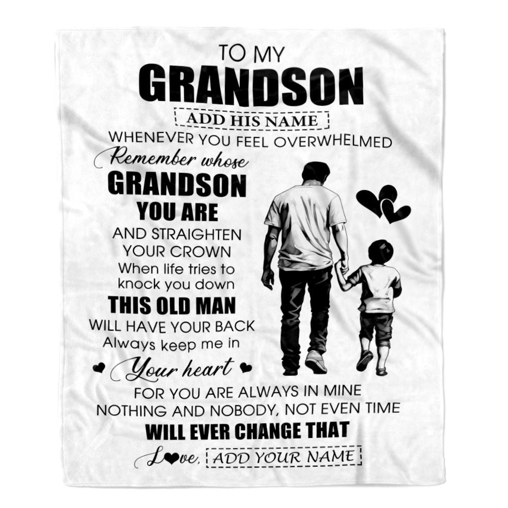 Personalized To My Grandson Gifts Blanket From Grandpa Papa Whenever Man Unique Birthday Gifts For Grandson Graduation Christmas Custom Fleece Throw Blanket | siriusteestore