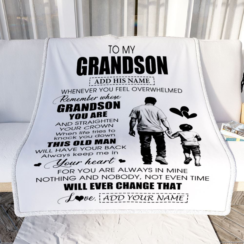 Personalized To My Grandson Gifts Blanket From Grandpa Papa Whenever Man Unique Birthday Gifts For Grandson Graduation Christmas Custom Fleece Throw Blanket | siriusteestore
