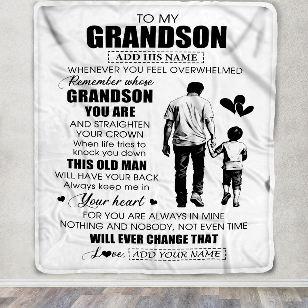 Personalized To My Grandson Gifts Blanket From Grandpa Papa Whenever Man Unique Birthday Gifts For Grandson Graduation Christmas Custom Fleece Throw Blanket | siriusteestore