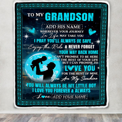 Personalized To My Grandson Gifts Blanket From Grandpa Promise To Love You Gifts For Grandson Birthday Graduation Christmas Custom Fleece Throw Blanket | siriusteestore
