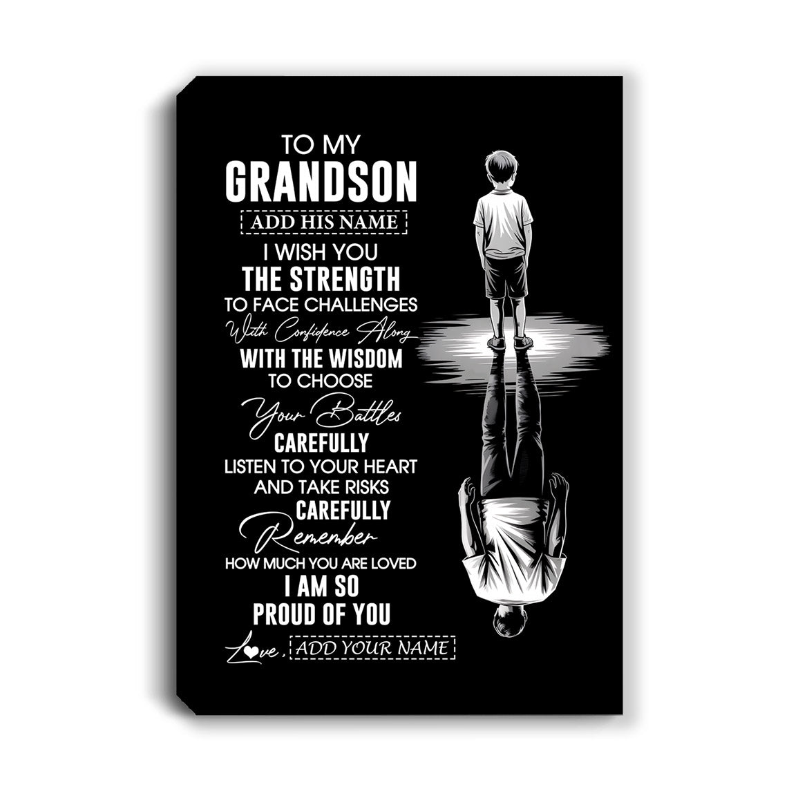 Personalized To My Grandson Gifts Canvas From Grandma Grandpa I Wish You The Strength Grandson Birthday Gifts Christmas Graduation Custom Wall Art Framed Canvas | siriusteestore