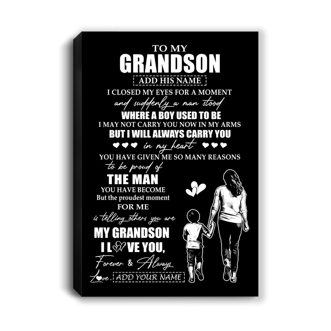 Personalized To My Grandson Gifts Canvas From Grandma Nana I Closed My Eyes For A Moment Grandson Birthday Graduation Christmas Custom Wall Art Print Framed Canvas | siriusteestore