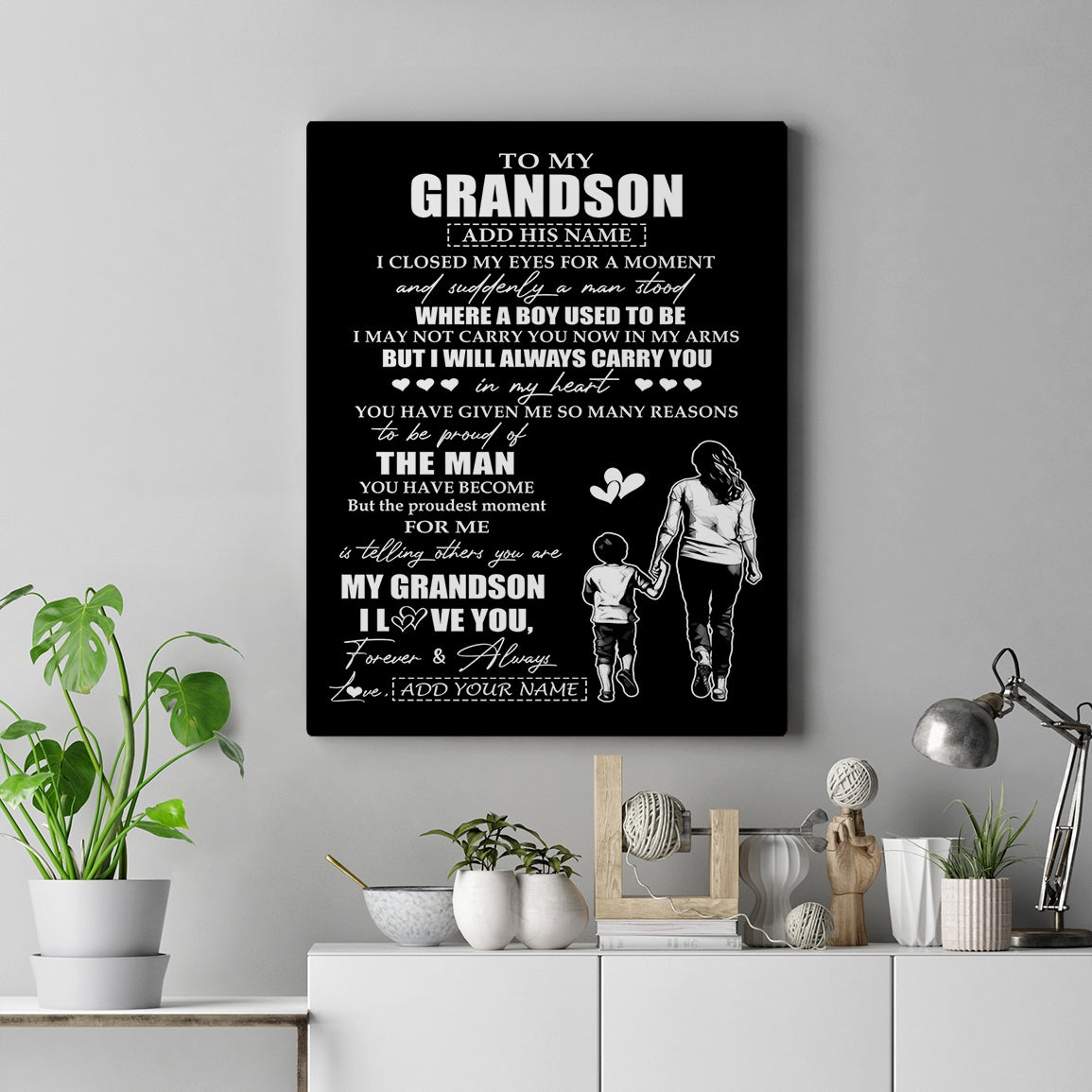 Personalized To My Grandson Gifts Canvas From Grandma Nana I Closed My Eyes For A Moment Grandson Birthday Graduation Christmas Custom Wall Art Print Framed Canvas | siriusteestore