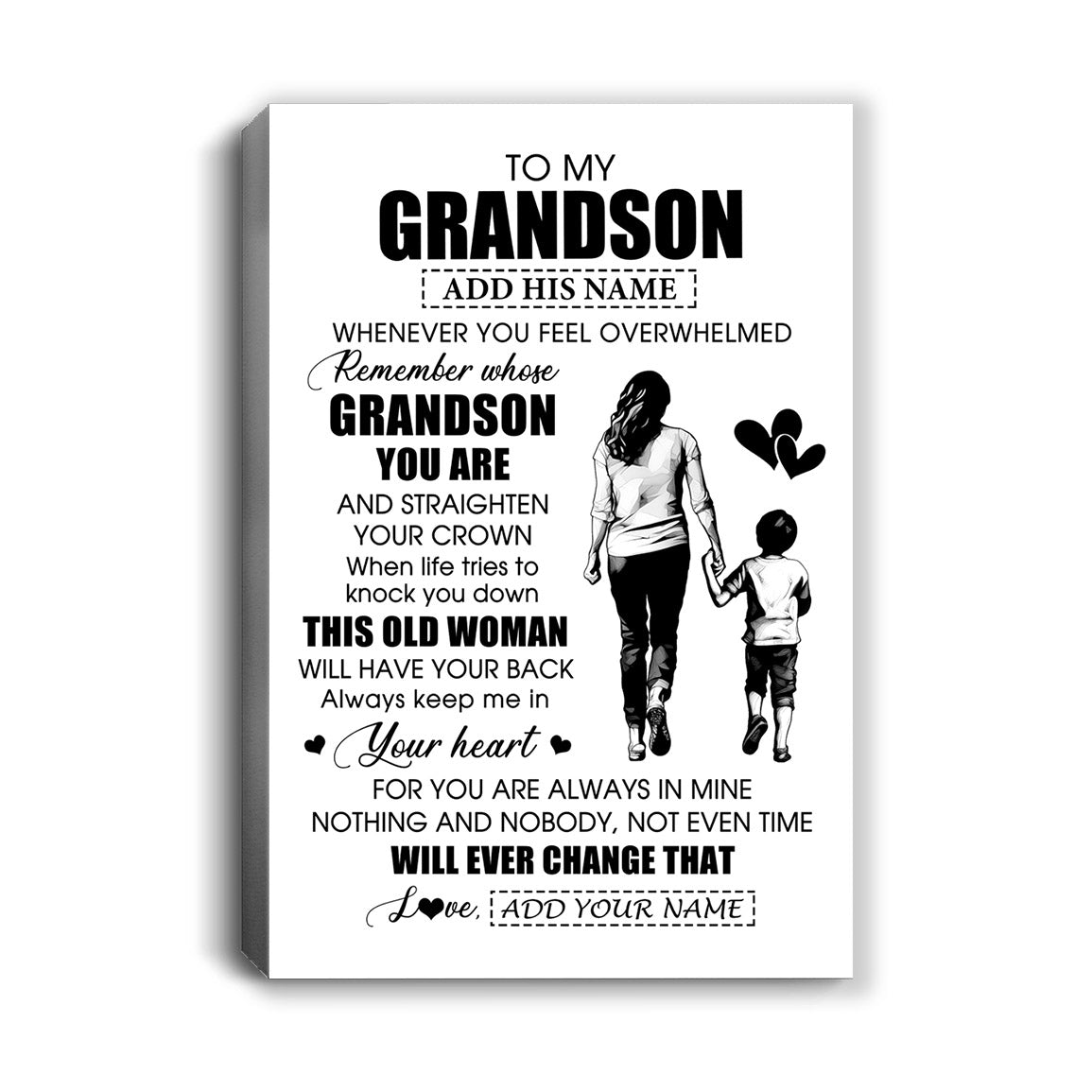 Personalized To My Grandson Gifts Canvas From Grandma Nana Whenever Woman Unique Birthday Gifts For Grandson Graduation Christmas Custom Wall Art Print Framed Canvas | siriusteestore