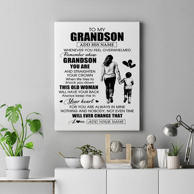 Personalized To My Grandson Gifts Canvas From Grandma Nana Whenever Woman Unique Birthday Gifts For Grandson Graduation Christmas Custom Wall Art Print Framed Canvas | siriusteestore
