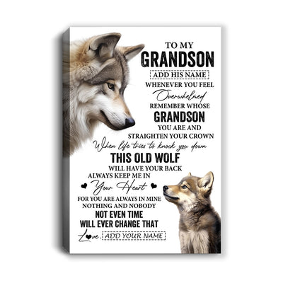 Personalized To My Grandson Gifts Canvas From Grandma Papa Whenever Wolf Unique Birthday Gifts For Grandson Graduation Christmas Custom Wall Art Print Framed Canvas | siriusteestore