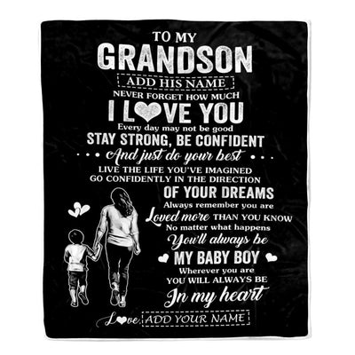 Personalized To My Grandson Gifts From Grandma Blanket Never Forget How Much I Love You Grandson Birthday Graduation Christmas Customized Fleece Throw Blanket | siriusteestore