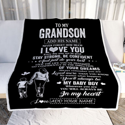 Personalized To My Grandson Gifts From Grandma Blanket Never Forget How Much I Love You Grandson Birthday Graduation Christmas Customized Fleece Throw Blanket | siriusteestore
