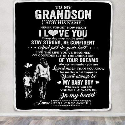 Personalized To My Grandson Gifts From Grandma Blanket Never Forget How Much I Love You Grandson Birthday Graduation Christmas Customized Fleece Throw Blanket | siriusteestore