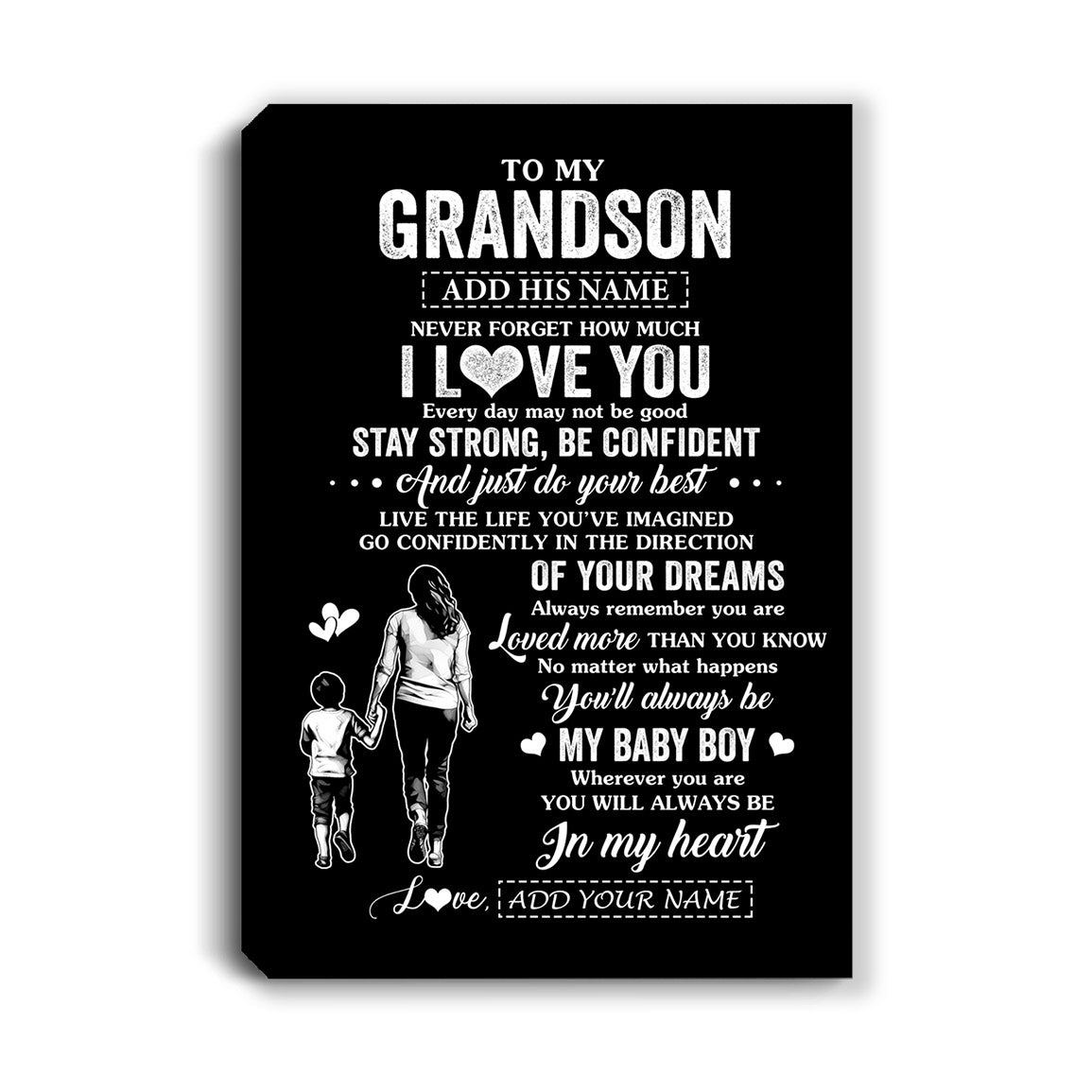 Personalized To My Grandson Gifts From Grandma Canvas Never Forget How Much I Love You Grandson Birthday Graduation Christmas Gift Custom Wall Art Framed Canvas | siriusteestore