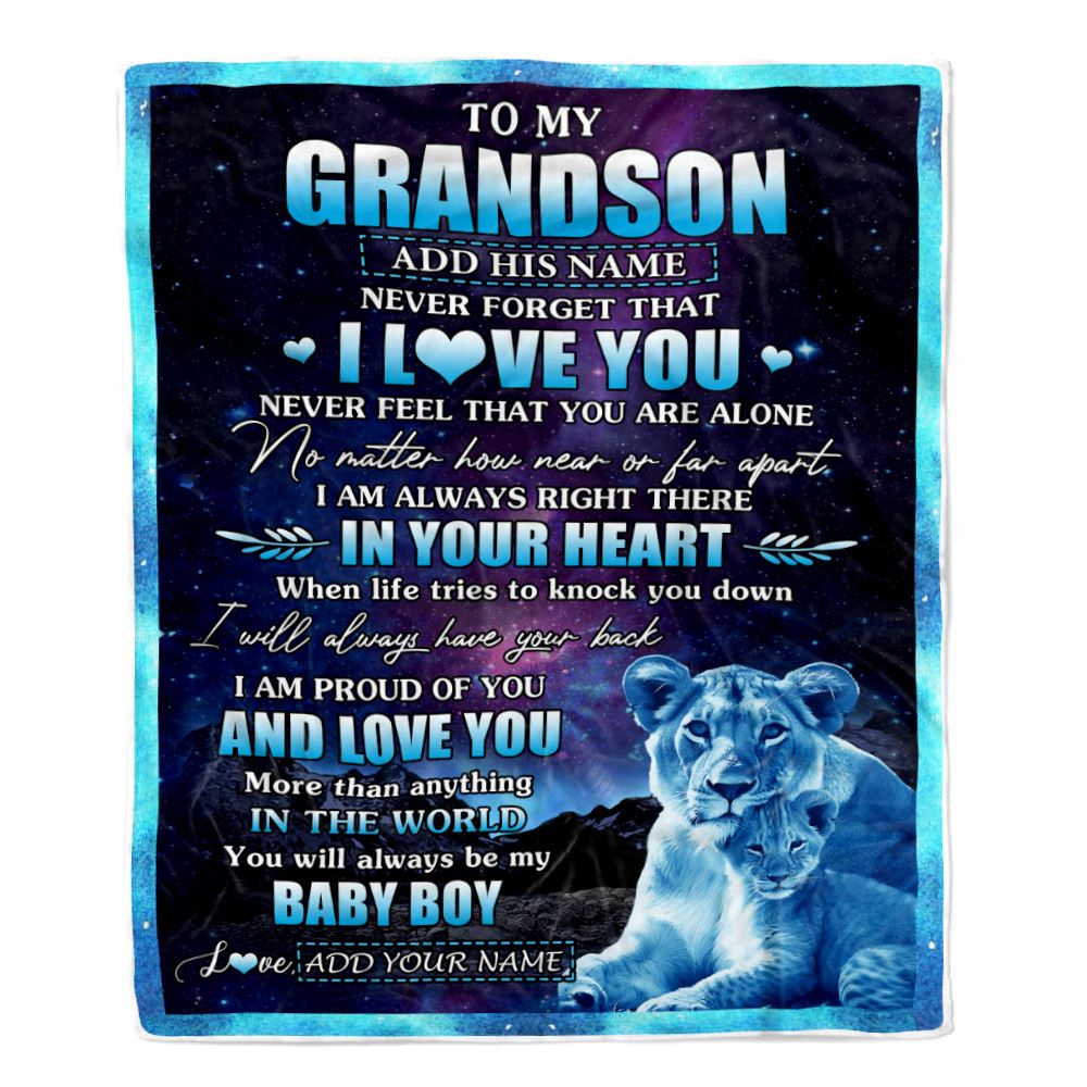 Personalized To My Grandson Gifts From Grandma Gigi Blanket I Love You Lion Birthday Gift Ideas For Grandson Graduation Christmas Customized Fleece Blanket | siriusteestore