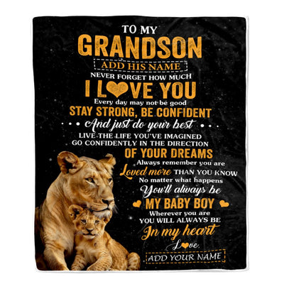 Personalized To My Grandson Gifts From Grandma Gigi Blanket Lion Never Forget How Much I Love You Grandson Birthday Gifts Graduation Christmas Fleece Blanket | siriusteestore