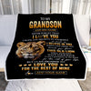 Personalized To My Grandson Gifts From Grandma Grandmother Blanket Old Lion Love You Grandson Birthday Gifts Graduation Christmas Customized Fleece Blanket | siriusteestore