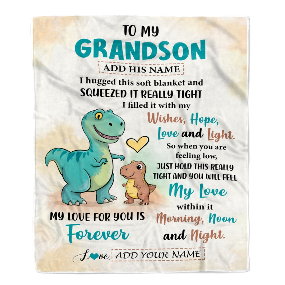 Personalized To My Grandson Gifts From Grandma Grandpa Blanket Dinosaur Letter I Hugged This Gifts For Grandson Birthday Graduation Christmas Fleece Blanket | siriusteestore