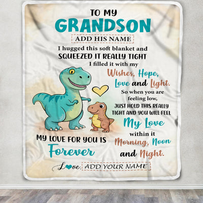 Personalized To My Grandson Gifts From Grandma Grandpa Blanket Dinosaur Letter I Hugged This Gifts For Grandson Birthday Graduation Christmas Fleece Blanket | siriusteestore