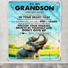 Personalized To My Grandson Gifts From Grandma Grandpa Blanket Don't Give Up Elephant Gifts For Grandson Birthday Graduation Christmas Fleece Blanket | siriusteestore