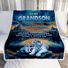 Personalized To My Grandson Gifts From Grandma Grandpa Blanket Don't Give Up White Tiger Gifts For Grandson Birthday Graduation Christmas Fleece Blanket | siriusteestore