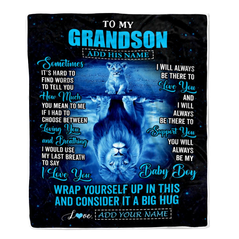 Personalized To My Grandson Gifts From Grandma Grandpa Blanket Sometimes Lion Grandson Birthday Gifts Graduation Christmas Customized Fleece Throw Blanket | siriusteestore