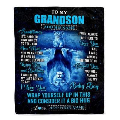 Personalized To My Grandson Gifts From Grandma Grandpa Blanket Sometimes Lion Grandson Birthday Gifts Graduation Christmas Customized Fleece Throw Blanket | siriusteestore