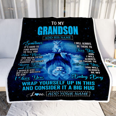 Personalized To My Grandson Gifts From Grandma Grandpa Blanket Sometimes Lion Grandson Birthday Gifts Graduation Christmas Customized Fleece Throw Blanket | siriusteestore