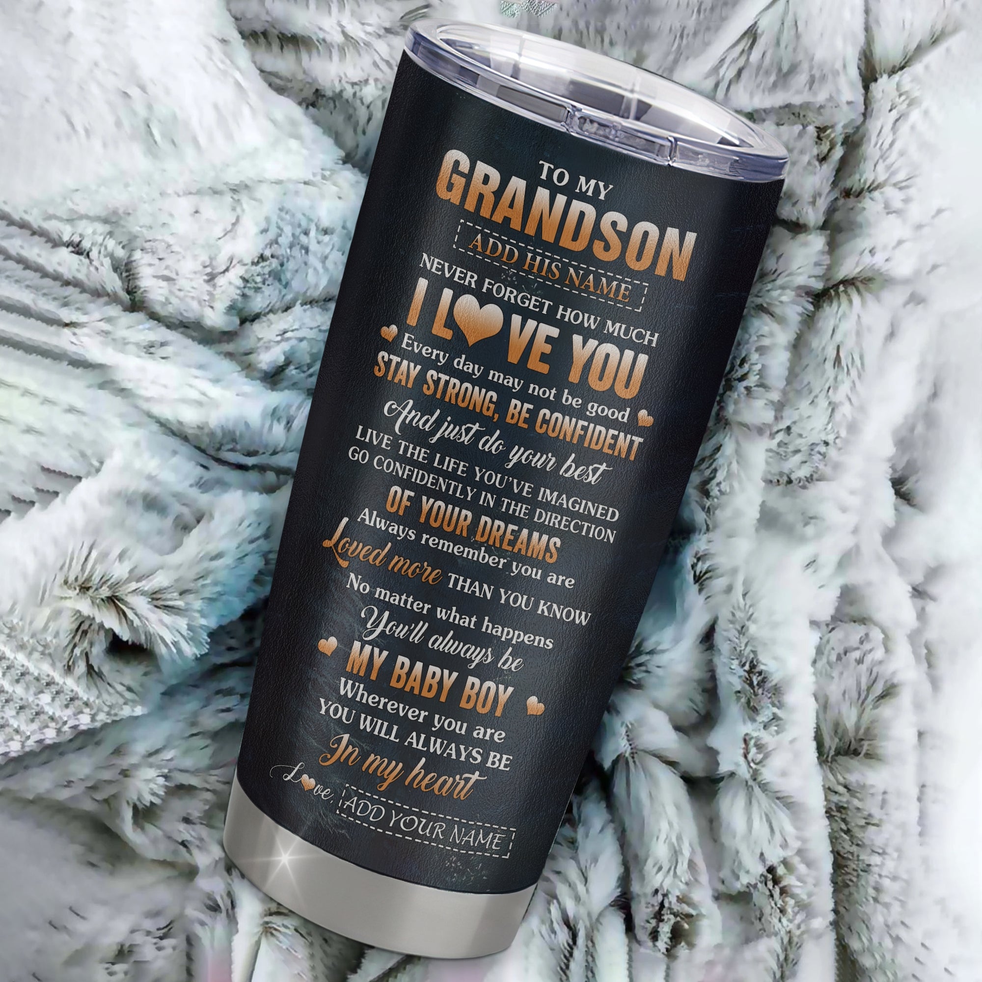 Personalized To My Grandson Gifts From Grandma Grandpa Tumbler Bear Never Forget How Much I Love You Grandson Birthday Gifts Graduation Christmas Custom Cup Travel Mug | siriusteestore