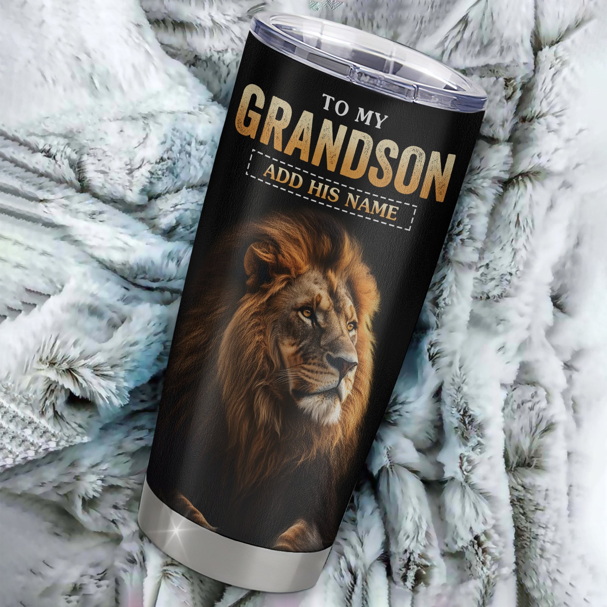 Personalized To My Grandson Gifts From Grandma Grandpa Tumbler Old Lion Love You Grandson Birthday Gifts Graduation Christmas Custom Stainless Steel Cup Travel Mug | siriusteestore