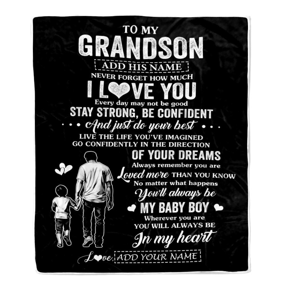 Personalized To My Grandson Gifts From Grandpa Blanket Never Forget How Much I Love You Grandson Birthday Graduation Christmas Customized Fleece Blanket | siriusteestore