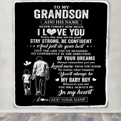 Personalized To My Grandson Gifts From Grandpa Blanket Never Forget How Much I Love You Grandson Birthday Graduation Christmas Customized Fleece Blanket | siriusteestore