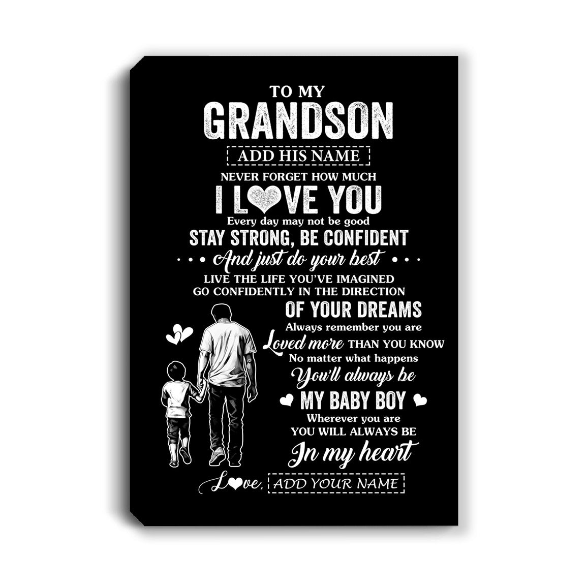 Personalized To My Grandson Gifts From Grandpa Canvas Never Forget How Much I Love You Grandson Birthday Graduation Christmas Gift Custom Wall Art Framed Canvas | siriusteestore