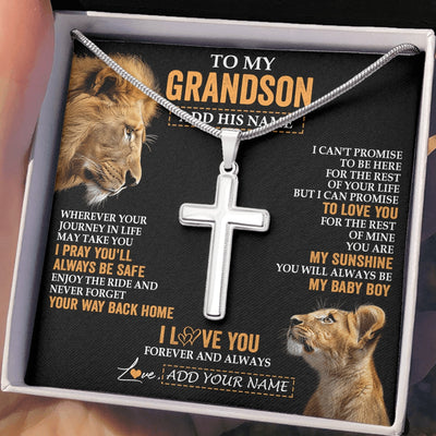 Stainless Cross Necklace Stainless Steel | 2 | Personalized To My Grandson Gifts Necklace From Grandfather Wherever Your Journey In Life Lion Granddaughter Birthday Gifts Christmas Gift Box Message Card | https://siriusteestore.