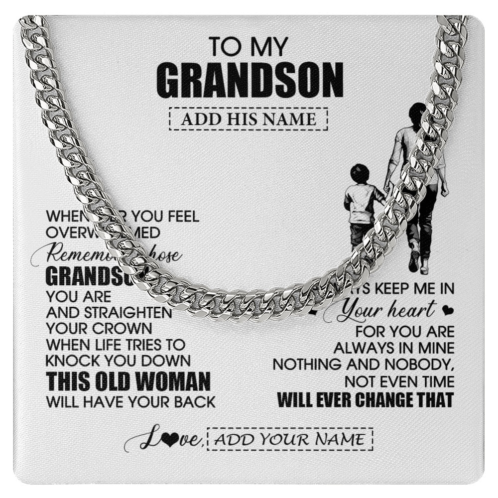Cuban Link Chain Necklace Stainless Steel | 1 | Personalized To My Grandson Gifts Necklace From Grandma Nana Whenever Woman Unique Birthday Gifts For Grandson Graduation Christmas Gift Box Message Card | siriusteestore.myshopify