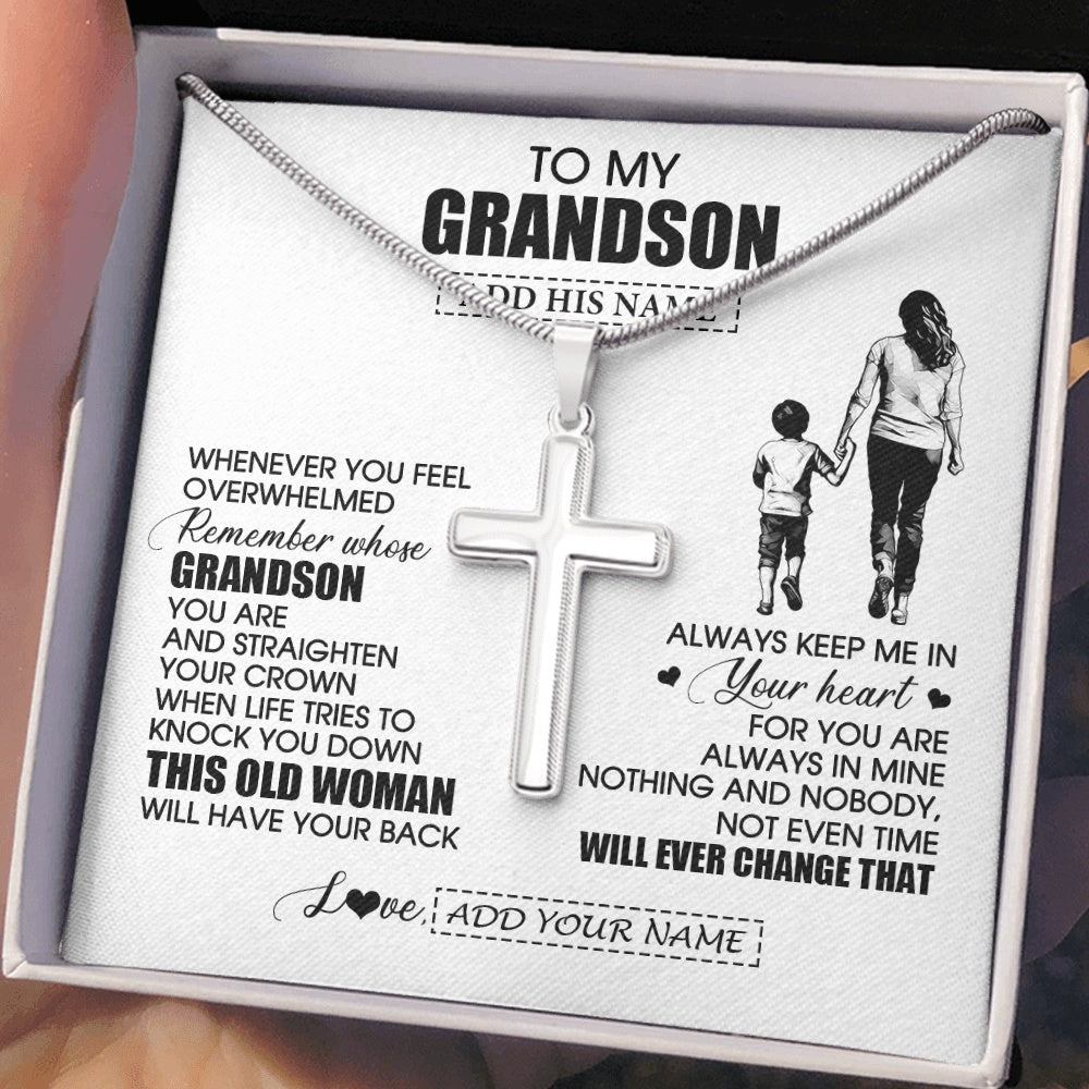 Stainless Cross Necklace Stainless Steel | 2 | Personalized To My Grandson Gifts Necklace From Grandma Nana Whenever Woman Unique Birthday Gifts For Grandson Graduation Christmas Gift Box Message Card | siriusteestore.myshopify