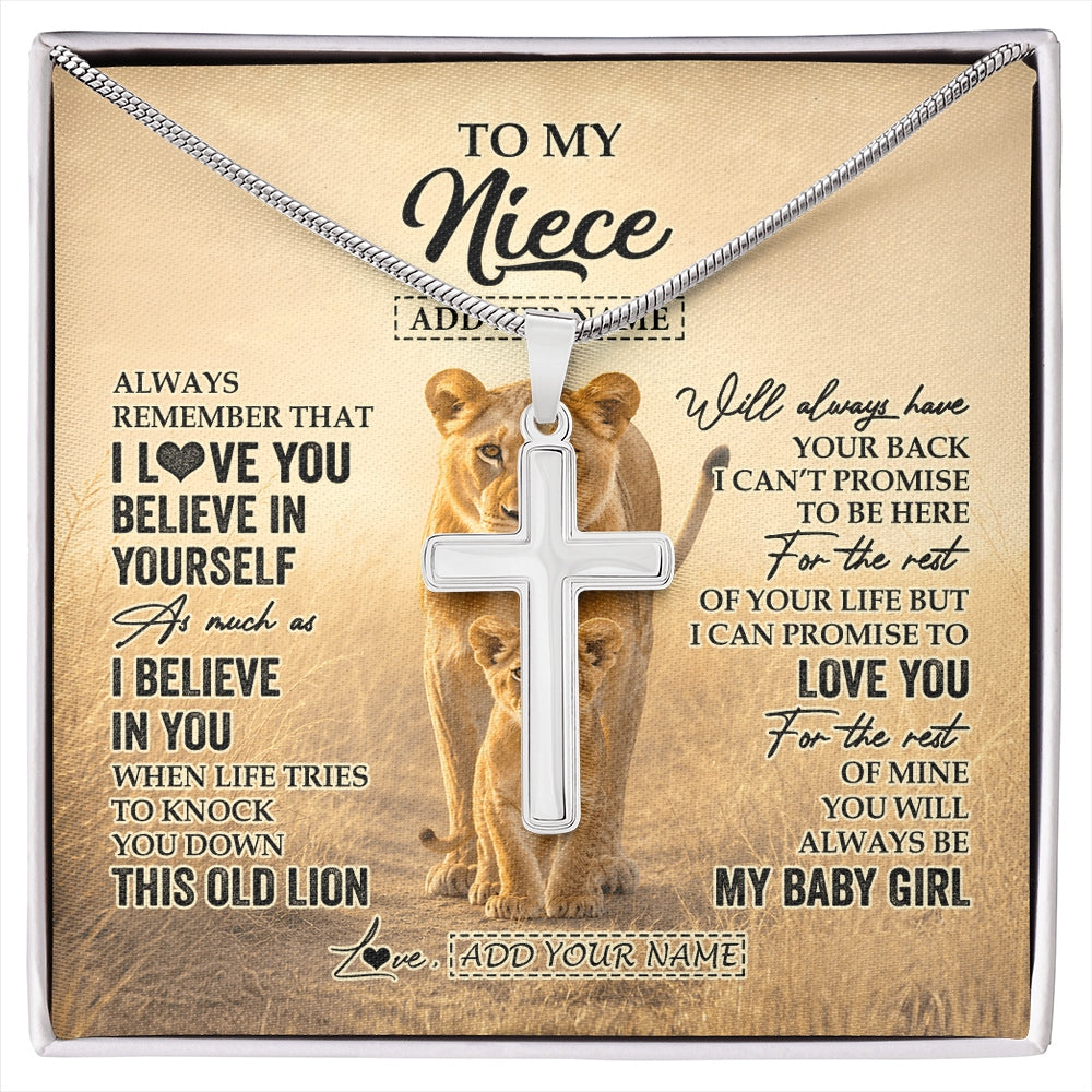 Stainless Cross Necklace Stainless Steel | 1 | Personalized To My Grandson Gifts Necklace From Grandpa Papa Always Remember Lion Gifts For Grandson Birthday Graduation Christmas Custom Gift Box Message Card | https://siriusteestore.