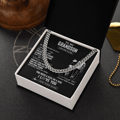 Cuban Link Chain Necklace Stainless Steel | 2 | Personalized To My Grandson Gifts Necklace From Grandpa Papa My Only Wish For You Grandson Birthday Gifts Graduation Christmas Custom Gift Box Message Card | siriusteestore.myshopify