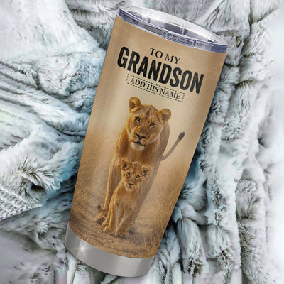 Personalized To My Grandson Gifts Tumbler From Grandma Nana Always Remember Lion Gifts For Grandson Birthday Graduation Christmas Custom Stainless Steel Travel Mug | siriusteestore