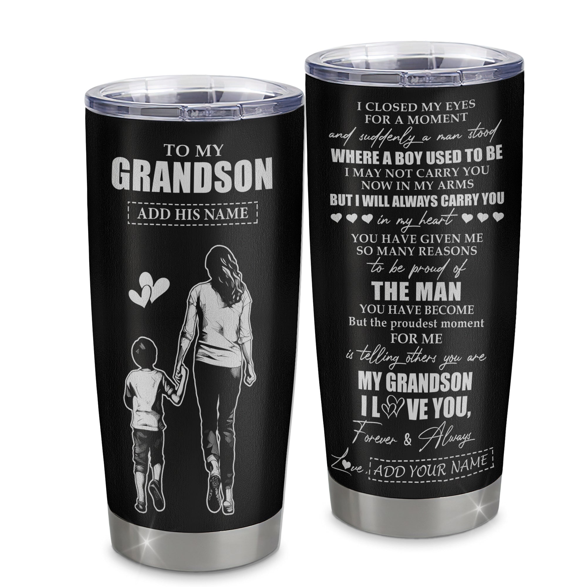 Personalized To My Grandson Gifts Tumbler From Grandma Nana I Closed My Eyes For A Moment Grandson Birthday Graduation Christmas Custom Stainless Steel Cup Travel Mug | siriusteestore