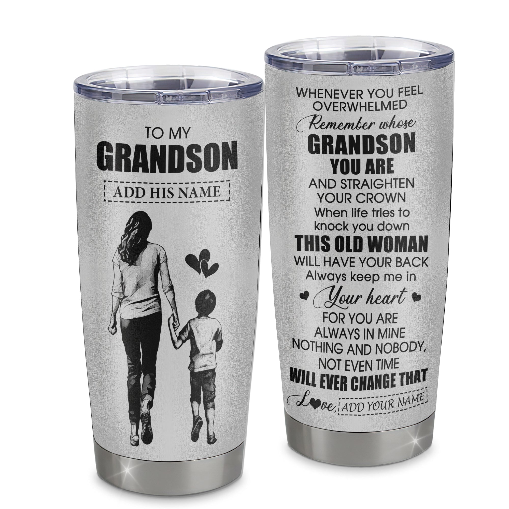 Personalized To My Grandson Gifts Tumbler From Grandma Nana Whenever Woman Unique Birthday Gifts For Grandson Graduation Christmas Custom Stainless Steel Cup Travel Mug | siriusteestore