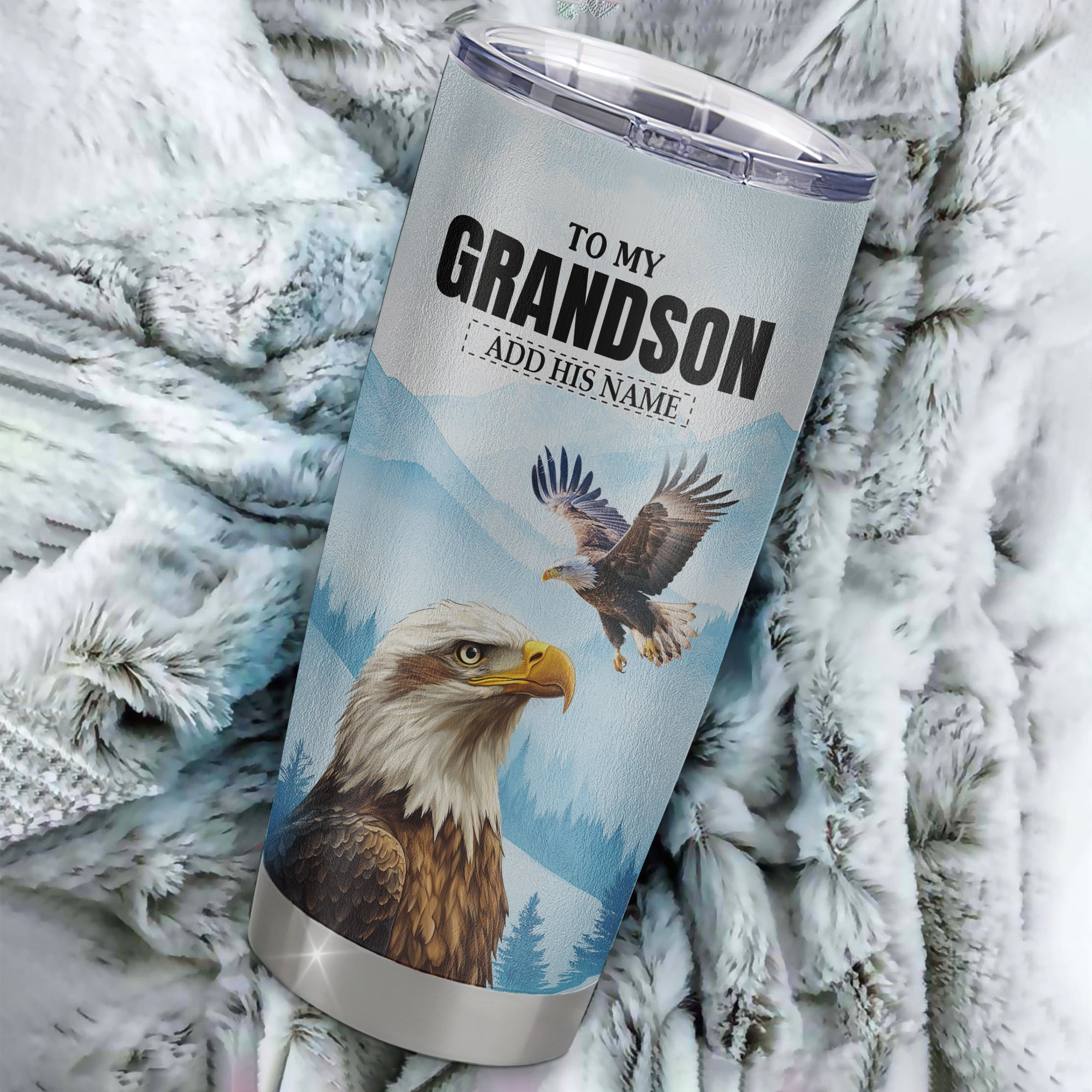 Personalized To My Grandson Gifts Tumbler From Grandma Papa Eagle My Only Wish For You Grandson Birthday Gifts Graduation Christmas Custom Stainless Steel Travel Mug | siriusteestore