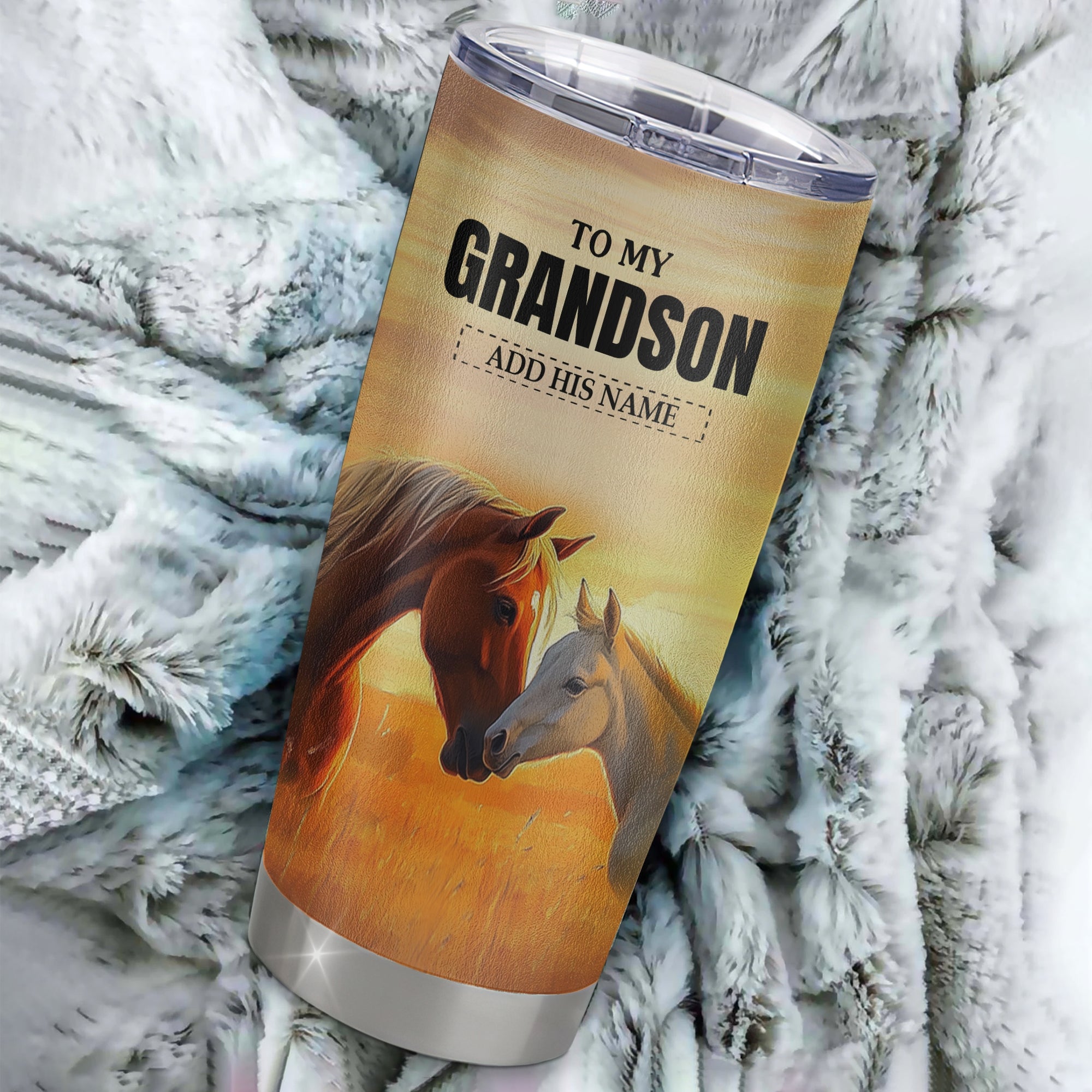 Personalized To My Grandson Gifts Tumbler From Grandma Papa Whenever Horse Unique Birthday Gifts For Grandson Graduation Christmas Custom Stainless Steel Cup Mug | siriusteestore