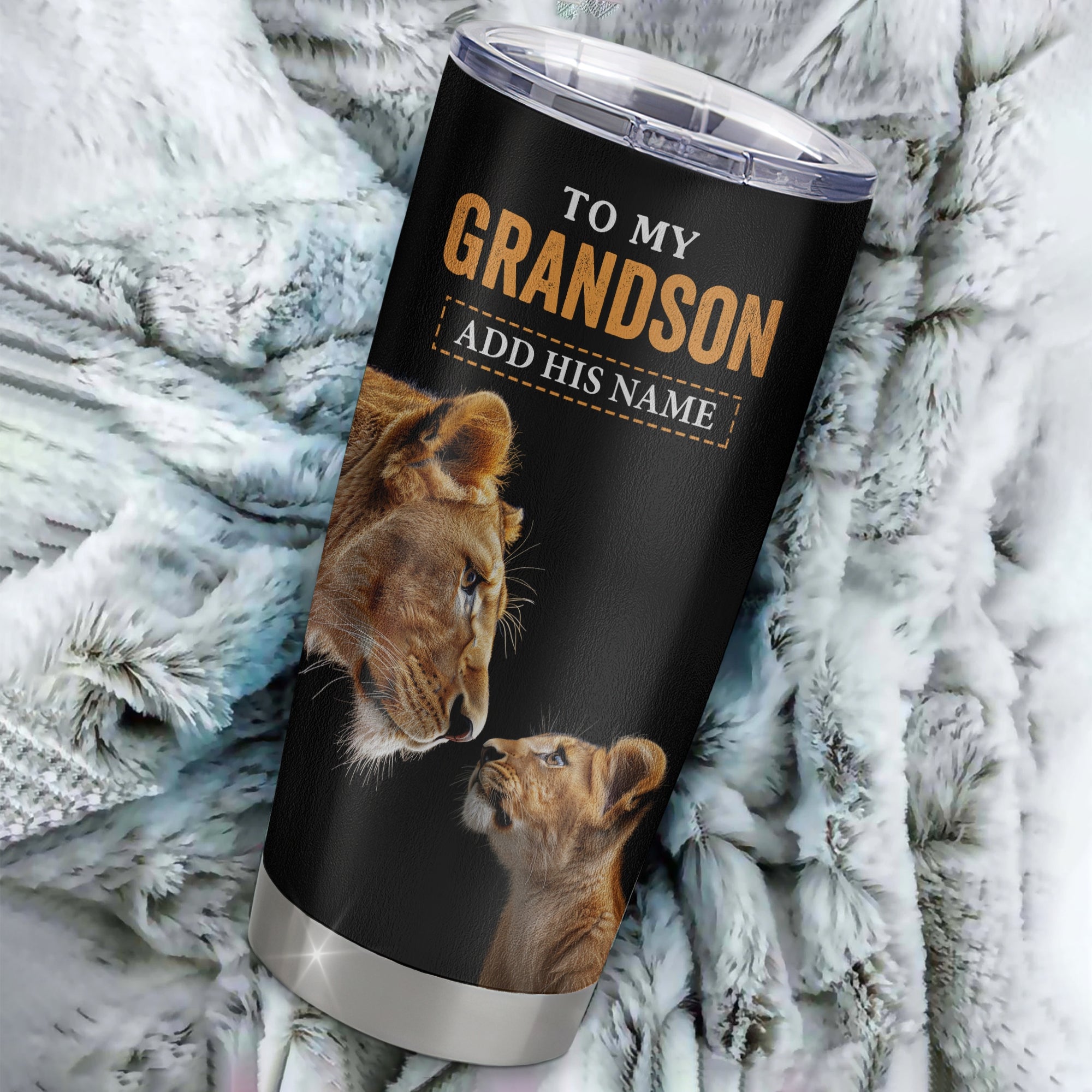 Personalized To My Grandson Gifts Tumbler From Grandmother Wherever Your Journey In Life Lion Granddaughter Birthday Gifts Christmas Custom Stainless Steel Travel Mug | siriusteestore