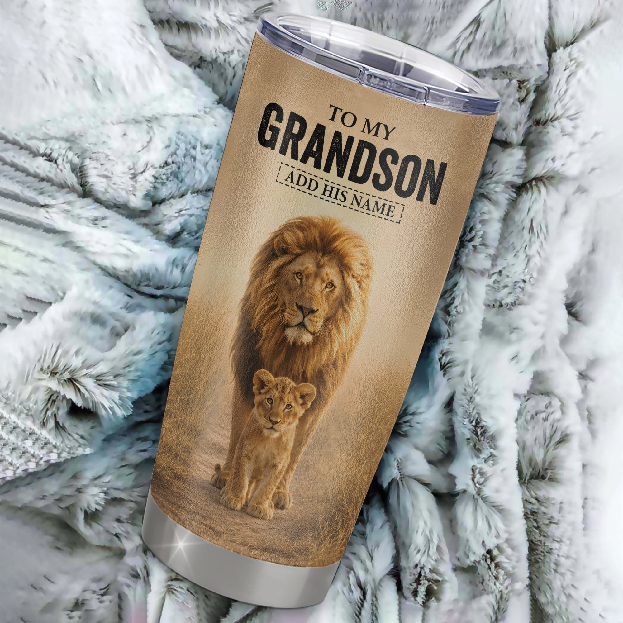 Personalized To My Grandson Gifts Tumbler From Grandpa Papa Always Remember Lion Gifts For Grandson Birthday Graduation Christmas Custom Stainless Steel Travel Mug | siriusteestore