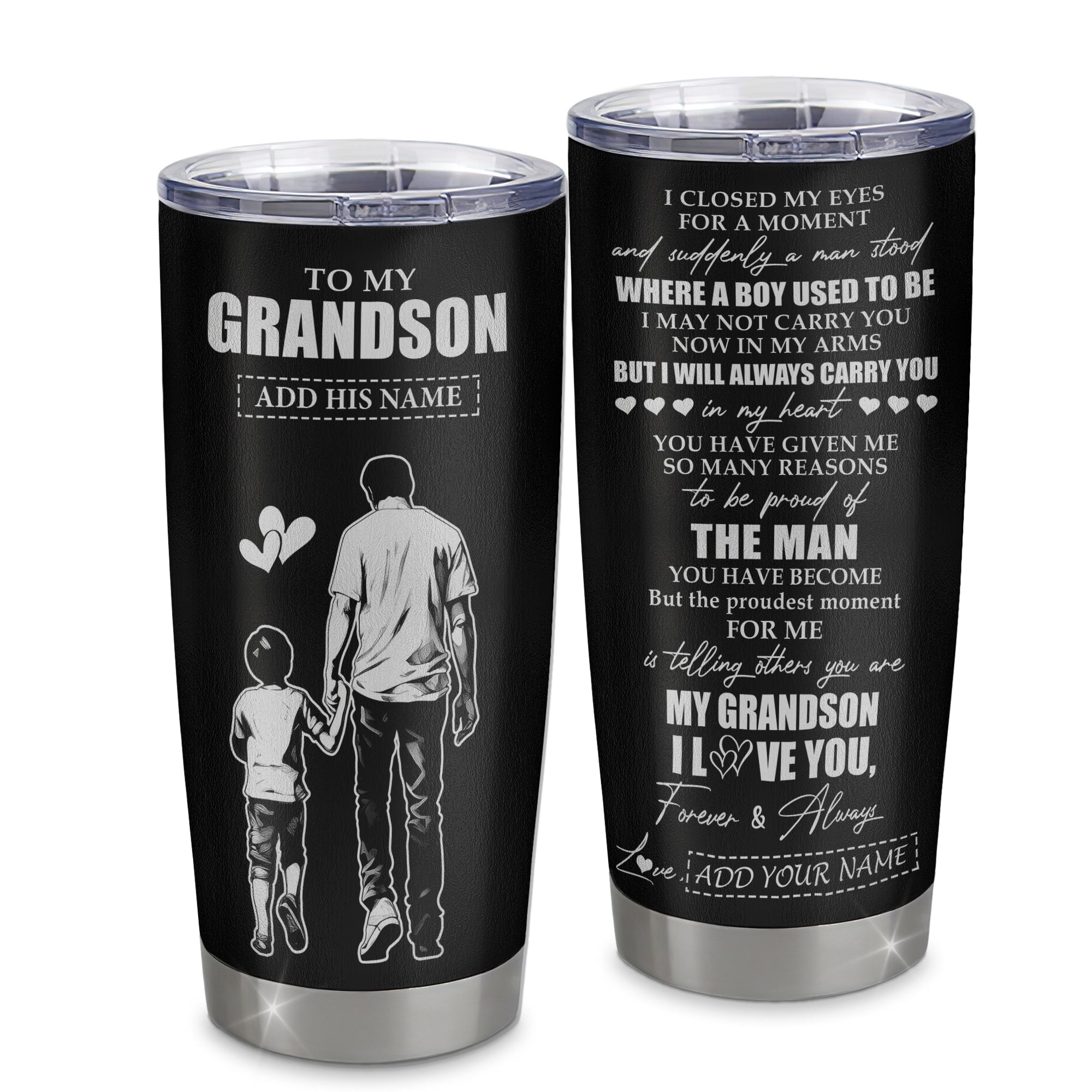 Personalized To My Grandson Gifts Tumbler From Grandpa Papa I Closed My Eyes For A Moment Grandson Birthday Graduation Christmas Custom Stainless Steel Cup Travel Mug | siriusteestore