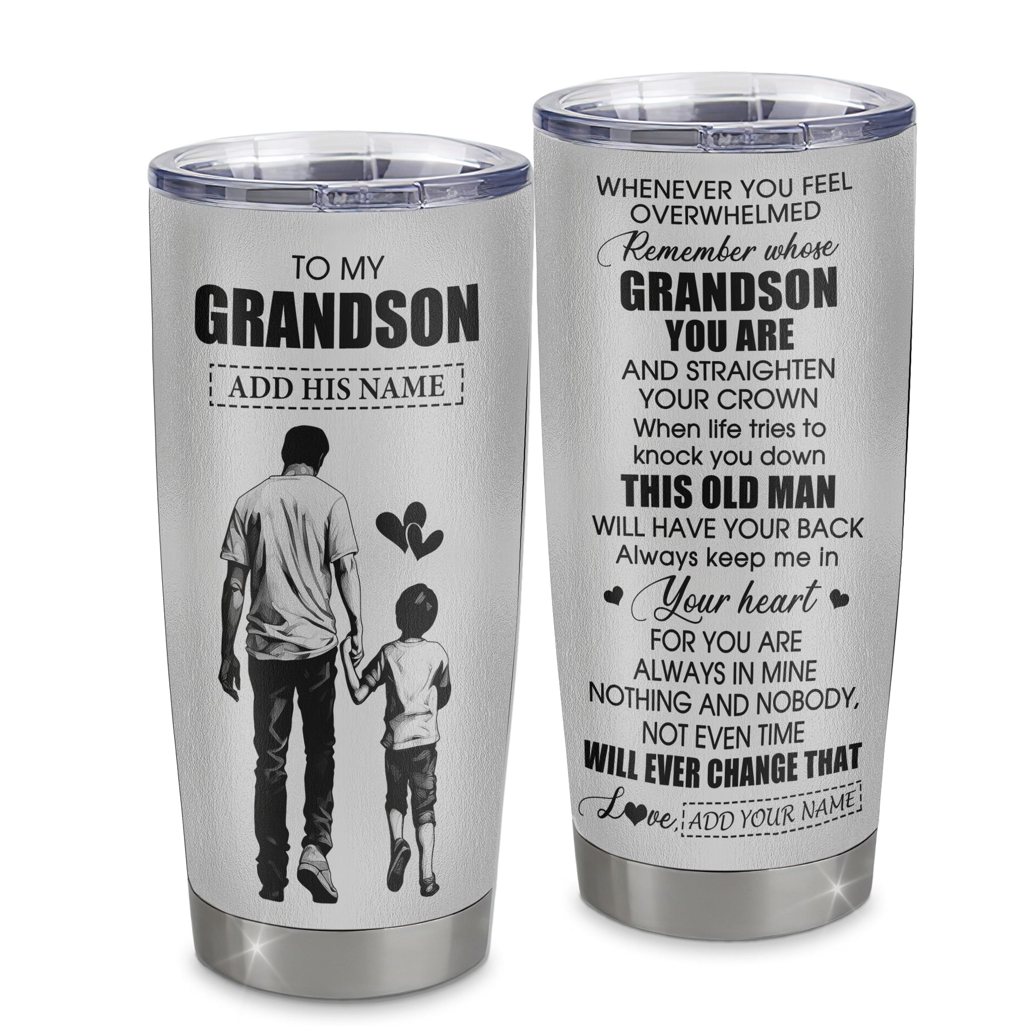 Personalized To My Grandson Gifts Tumbler From Grandpa Papa Whenever Man Unique Birthday Gifts For Grandson Graduation Christmas Custom Stainless Steel Cup Travel Mug | siriusteestore