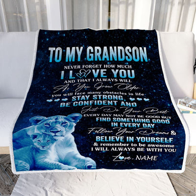 Personalized To My Grandson I Love You Forever Blanket From Grandma Lion Grandson Birthday Gifts Graduation Christmas Customized Fleece Blanket | siriusteestore