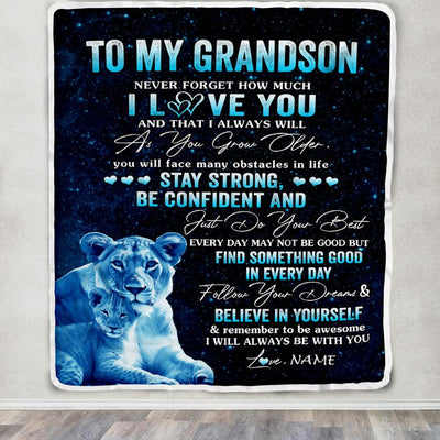 Personalized To My Grandson I Love You Forever Blanket From Grandma Lion Grandson Birthday Gifts Graduation Christmas Customized Fleece Blanket | siriusteestore