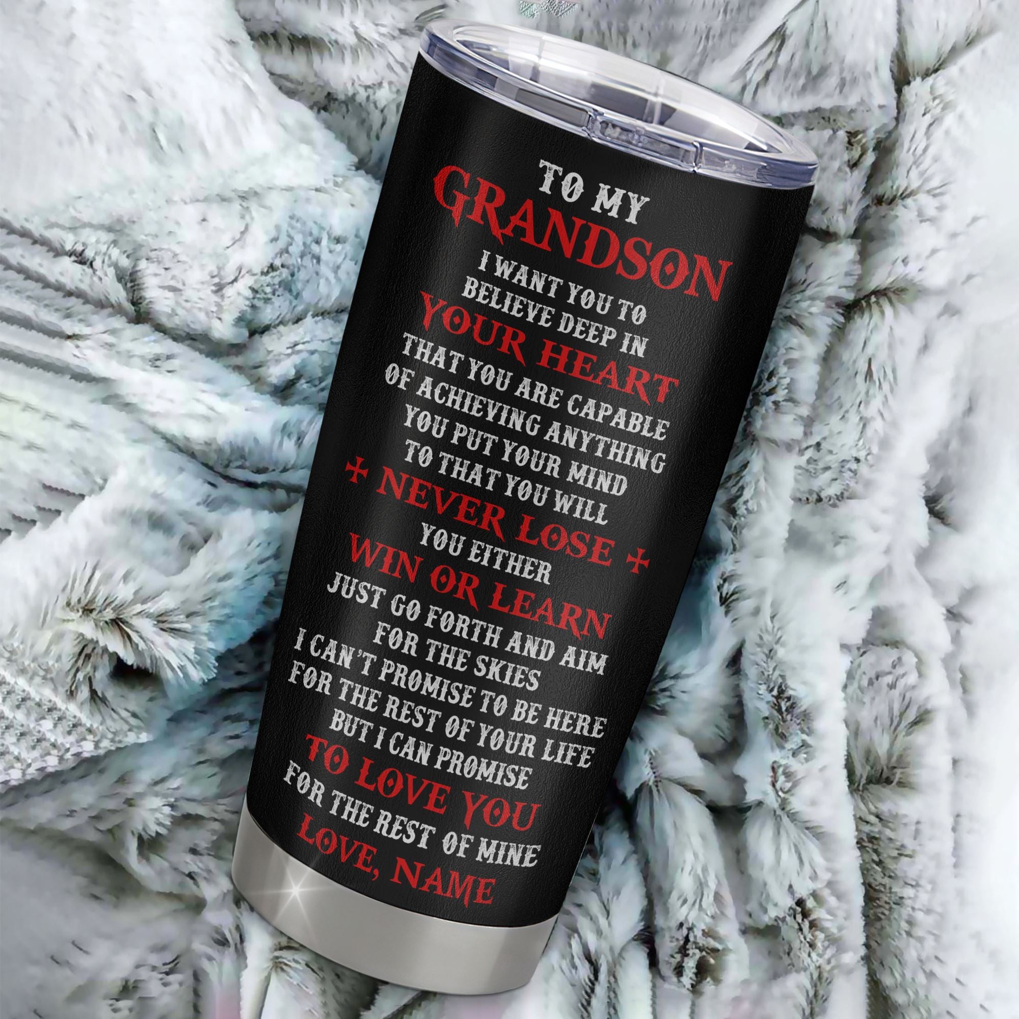 Personalized To My Grandson Knight Templar Tumbler From Grandpa Stainless Steel Cup You Will Never Lose Grandson Birthday Gifts Graduation Christmas Custom Travel Mug | siriusteestore