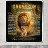 Personalized To My Grandson Lion Blanket From Grandpa Papa Never Forget That I Love You Grandson Birthday Gifts Christmas Customized Fleece Throw Blanket | siriusteestore