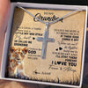 Stainless Cross Necklace | Personalized To My Grandson Lion Necklace From Grandma I'll Stay There Forever Grandson Birthday Graduation Christmas Customized Gift Box Message Card | siriusteestore