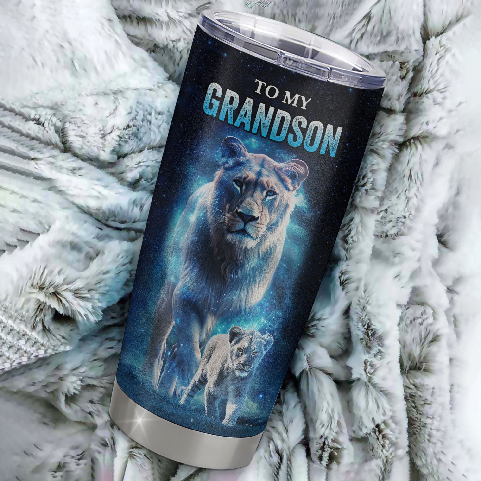 Personalized To My Grandson Lion Tumbler From Grandma Gigi Stainless Steel Cup Today Is A Good Day Grandson Gifts Birthday Graduation Christmas Custom Travel Mug | siriusteestore